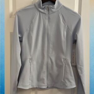 Athleta Salutation Ribbed Jacket III - NWT - Medium - Gossamer Blue Rib